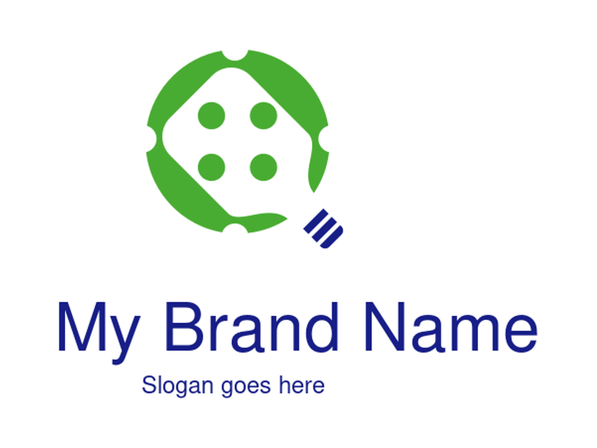 Modern Pickleball Paddle and Ball Logo with Green Gear Outline and Blue Diagonal Stripes for Sports Equipment or Club Branding